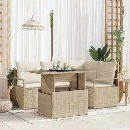 Dārza Dīvānu Komplekts 5 Pcs Bēša Un Krēmkrāsa 100 X 55 X 73 Cm Vidaxl