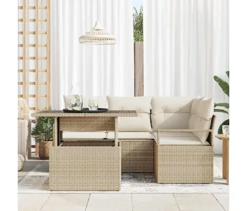 5 Daļu Dārza Dīvānu Komplekts Ar Spilveniem Bēšā Poliratanā Vidaxl 5 Daļu Dārza Dīvānu Komplekts Ar Spilveniem Bēšā Poliratanā Vidaxl