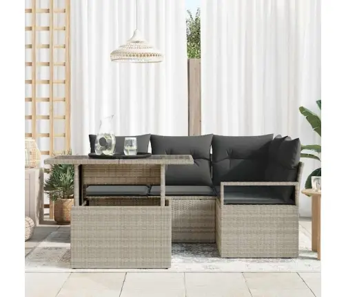 5 Daļu Dārza Dīvāna Komplekts Ar Spilveniem, Gaiši Pelēks Vidaxl