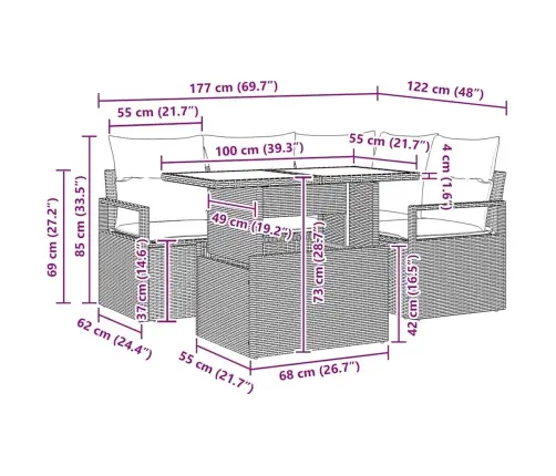 5 Daļu Dārza Dīvāna Komplekts Ar Spilveniem, Gaiši Pelēks Vidaxl