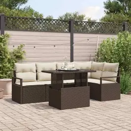 Sodo Sofų Rinkinys 6 Pcs Ruda Ir Kreminė 100 X 55 X 73 Cm