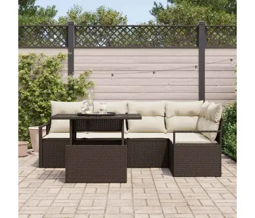 Sodo Sofų Rinkinys 6 Pcs Ruda Ir Kreminė 100 X 55 X 73 Cm Sodo Sofų Rinkinys 6 Pcs Ruda Ir Kreminė 100 X 55 X 73 Cm