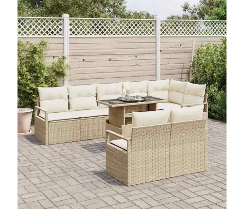 9 Daļu Dārza Dīvānu Komplekts Ar Spilveniem, Bēšs, Poliratan Vidaxl