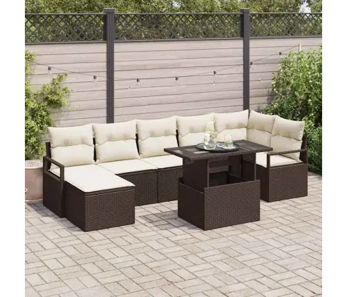 8 Daļu Dīvānu Komplekts Ar Spilveniem, Brūns Poliratan Vidaxl