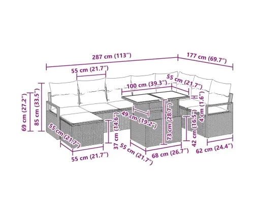 Aia Diivanikomplekt Padjaga 9 Pcs Pruun Ja Kreemjas