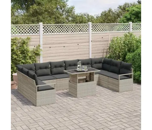 Sodo Sofų Rinkinys 11 Pcs Šviesiai Pilka 100 X 55 X 73 Cm