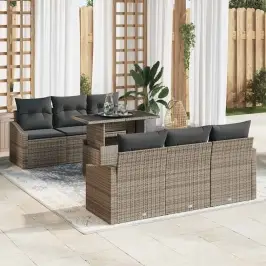 Dārza Dīvānu Komplekts 7 Pcs Pelēka 100 X 55 X 73 Cm Vidaxl