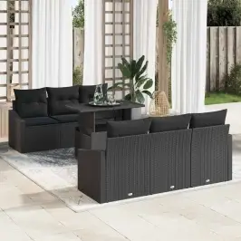 Dārza Dīvānu Komplekts Ar Spilvenu 7 Pcs Melna 100 X 55 X 73 Cm Vidaxl Dārza Dīvānu Komplekts Ar Spilvenu 7 Pcs Melna 100 X 55 X 73 Cm Vidaxl