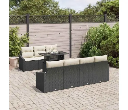 Aia Diivanikomplekt Padjaga 8 Pcs Must Ja Kreem Polürotang