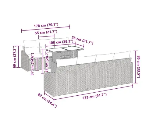 Aia Diivanikomplekt Padjaga 8 Pcs Hall Polürotang