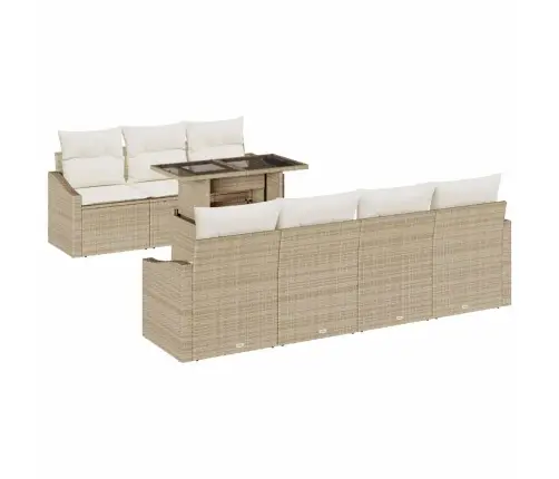 8 Daļīgs Dārza Dīvānu Komplekts Ar Bēšiem Spilveniem Vidaxl