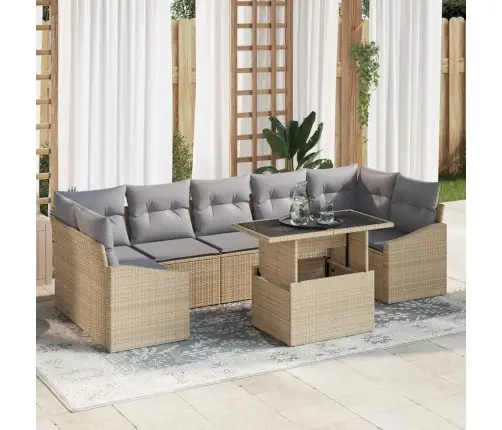 Aia Diivanikomplekt 8 Pcs Beež Ja Helehall 100 X 55 X 73 Cm