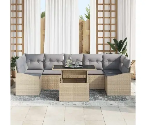 Aia Diivanikomplekt 8 Pcs Beež Ja Helehall 100 X 55 X 73 Cm