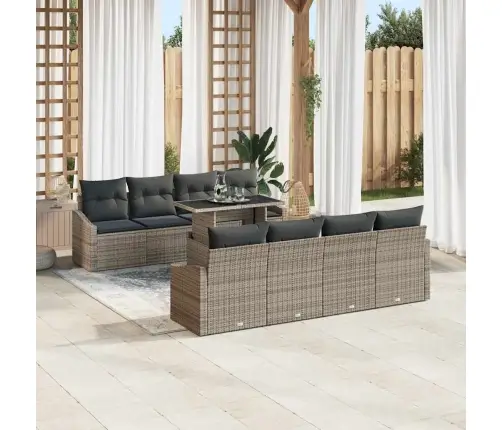 7 Daļu Dārza Dīvānu Komplekts Ar Spilveniem Pelēkā Audumā Vidaxl