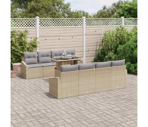 Sodo Sofų Rinkinys 7 Pcs Smėlio Ir Šviesiai Pilkos Spalvos