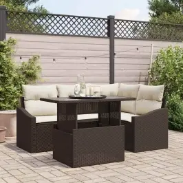 Sodo Sofų Rinkinys 5 Pcs Ruda Ir Kreminė 100 X 55 X 73 Cm