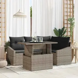 Sodo Sofų Rinkinys Su Pagalve 5 Pcs Pilka 100 X 55 X 73 Cm