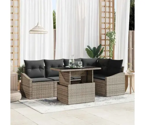 Sodo Sofų Rinkinys Su Pagalve 6 Pcs Pilka 100 X 55 X 73 Cm