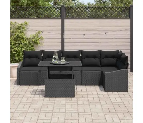 Aia Diivanikomplekt Padjaga Ladustamisega 7 Pcs Must Polürotang