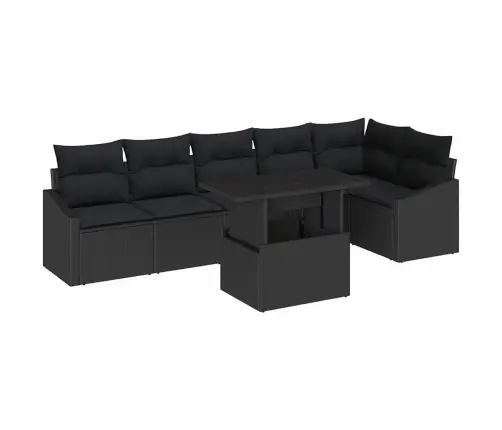 Aia Diivanikomplekt Padjaga Ladustamisega 7 Pcs Must Polürotang