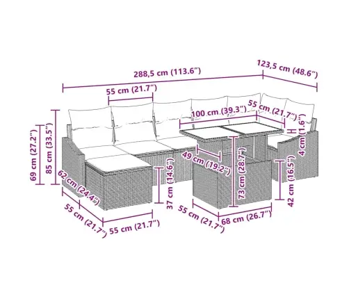 8 Daļu Dārza Dīvānu Komplekts Ar Spilveniem Melnā Poliratonā Vidaxl