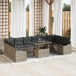 Dārza Dīvānu Komplekts 11 Pcs Pelēka 100 X 55 X 73 Cm Vidaxl
