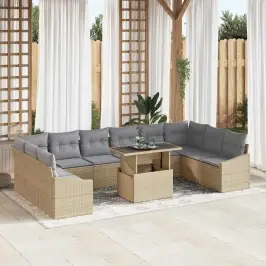 Aia Diivanikomplekt 11 Pcs Beež Ja Helehall 100 X 55 X 73 Cm