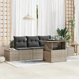 Dārza Dīvānu Komplekts 5 Pcs Pelēka 100 X 55 X 73 Cm Vidaxl