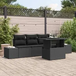 Dārza Dīvānu Komplekts Ar Spilvenu 5 Pcs Melna 100 X 55 X 73 Cm Vidaxl