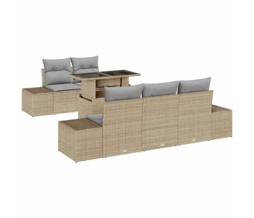 6 Daļīgs Dārza Dīvānu Komplekts Ar Bēšiem Spilveniem Vidaxl