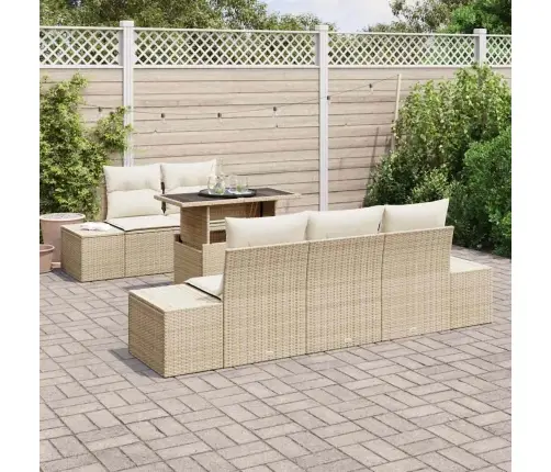 6 Daļu Dārza Dīvānu Komplekts Ar Bēšiem Spilveniem Vidaxl