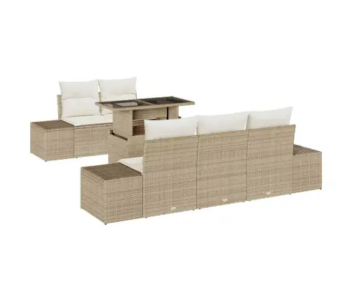 6 Daļu Dārza Dīvānu Komplekts Ar Bēšiem Spilveniem Vidaxl