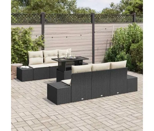 7 Daļu Dārza Dīvānu Komplekts Ar Melniem Polirāta Spilveniem Vidaxl 7 Daļu Dārza Dīvānu Komplekts Ar Melniem Polirāta Spilveniem Vidaxl