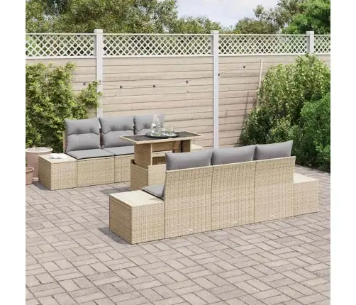 7 Daļu Dārza Dīvānu Komplekts Ar Bēša Spilveniem Vidaxl