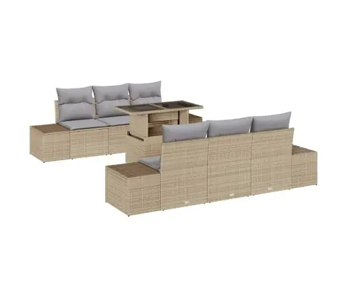 7 Daļu Dārza Dīvānu Komplekts Ar Bēša Spilveniem Vidaxl