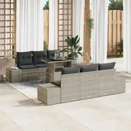 Dārza Dīvānu Komplekts 7 Pcs Gaiši Pelēka 100 X 55 X 73 Cm Vidaxl