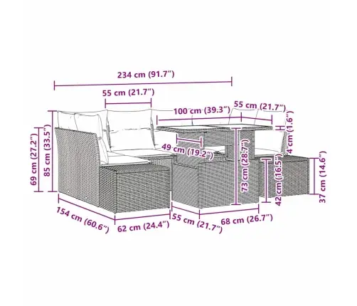 7 Daļīgu Dārza Dīvānu Komplekts Ar Spilveniem Melnā Polirattānā Vidaxl