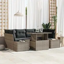 Dārza Dīvānu Komplekts 7 Pcs Pelēka 100 X 55 X 73 Cm Vidaxl