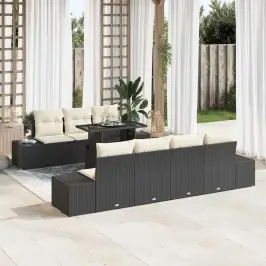 Aia Diivanikomplekt 8 Pcs Must Ja Kreemjas 100 X 55 X 73 Cm