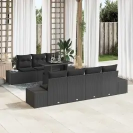 Dārza Dīvānu Komplekts Ar Spilvenu 8 Pcs Melna 100 X 55 X 73 Cm Vidaxl