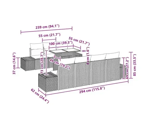 8 Daļu Dārza Dīvānu Komplekts Ar Spilveniem Melnā Poli-Ratanā Vidaxl