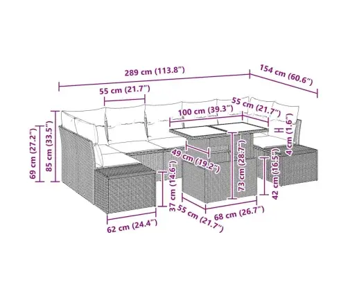 Diivanikomplekt Padjaga 8 Pcs Must Ja Kreem Polürotang