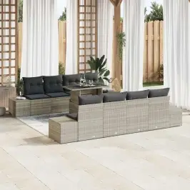 Sodo Sofų Rinkinys 7 Pcs Šviesiai Pilka 100 X 55 X 73 Cm