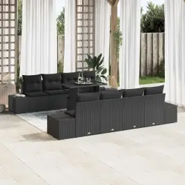 Dārza Dīvānu Komplekts Ar Spilvenu 7 Pcs Melna 100 X 55 X 73 Cm Vidaxl