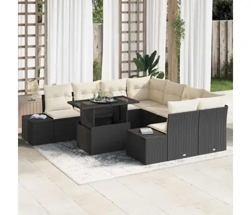 Aia Diivanikomplekt 9 Pcs Must Ja Kreemjas 100 X 55 X 73 Cm