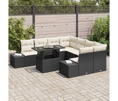 Aia Diivanikomplekt 9 Pcs Must Ja Kreemjas 100 X 55 X 73 Cm