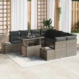 Dārza Dīvānu Komplekts 9 Pcs Pelēka 100 X 55 X 73 Cm Vidaxl