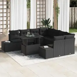 Dārza Dīvānu Komplekts Ar Spilvenu 9 Pcs Melna 100 X 55 X 73 Cm Vidaxl