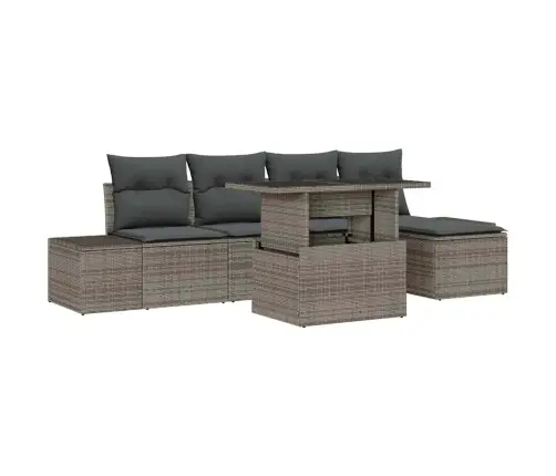 Sodo Sofų Rinkinys Su Pagalve 6 Pcs Pilka Poliratanas