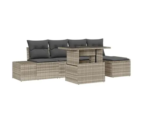 6 Daļu Dārza Dīvānu Komplekts Ar Spilveniem, Gaiši Pelēks Poliratanā Vidaxl